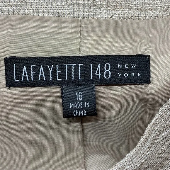 Lafayette 148 NY 2 Pc Wool Blend Pants/Blazer Suit Brown Iridescent Button Sz 16